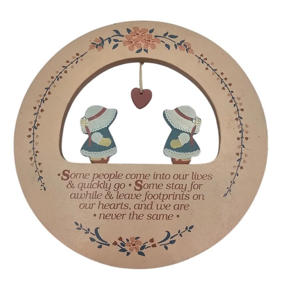 Vintage Cottagecore Hand painted Wooden Plaque The Giving Company Friendship